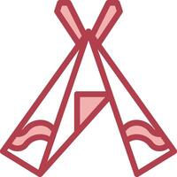 A teepee with a red and white outline vector
