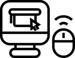 A computer mouse and a computer monitor with a mouse vector