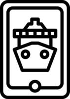 A black and white image of a ship on a tablet vector