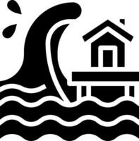 A house and a wave are shown in the middle of a black and white image vector