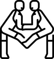 Two people sitting on a bench with their hands together vector