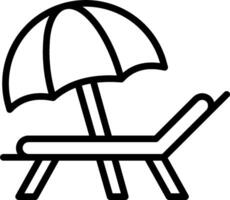 Beach chair with umbrella icon vector