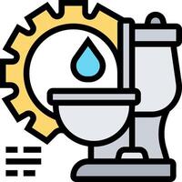 A toilet with a water drop and a gear vector