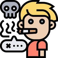 A cartoon man with a cigarette and a skull vector