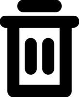 A black and white icon of a trash can vector