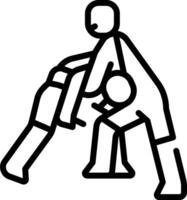 A man is wrestling another man in a black and white drawing vector