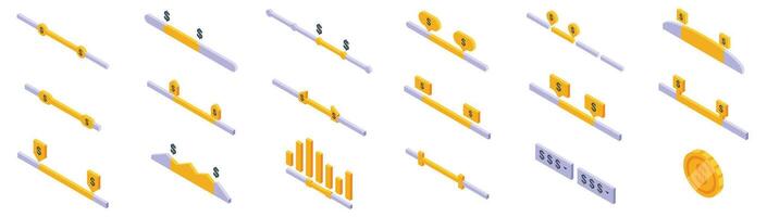 Price range icons set. This is a set of icons representing different transaction progress bars vector
