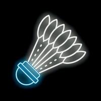 Neon sign showing a badminton shuttlecock glowing on a black background vector