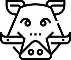 A black and white image of a pig head vector