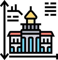 A building with a clock and arrows on it vector