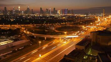 Dynamic cityscape timelapse at night, capturing vibrant skyline, expressway, and metropolis energy video