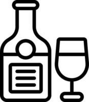 A bottle and glass of wine on a white background vector