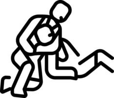 A man is wrestling another man in a black and white drawing vector