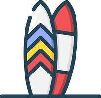 Surfboard icon with a colorful design vector