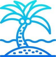 A palm tree on an island with waves vector