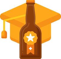 A beer bottle with a graduation cap and ribbon vector