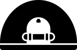 A black and white icon of a helmet vector