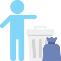 A man is standing next to a trash can and a bag vector
