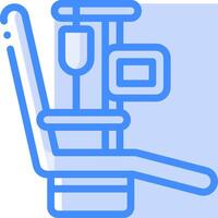 A blue icon of a chair with a computer and a phone vector