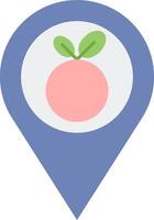 A map pin with an orange and leaf vector