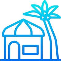 A blue icon of a house with a palm tree vector