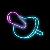 Neon sign depicting a push pin on a black background vector