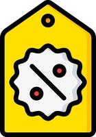 A yellow tag with a price tag and a pie chart vector