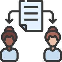 Two people are holding a document with a paper clip vector