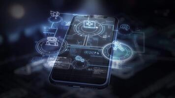 Animated data visualization interwoven with mobile technology. video