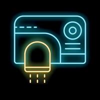 Neon icon of hand dryer using infrared sensor for automatic activation vector