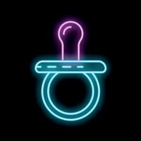 Glowing neon pacifier icon on a black background vector