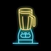 Glowing neon icon of electric blender for making smoothie vector