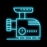 Glowing neon line icon of an electric meat grinder, a useful tool for butchers and cooks vector