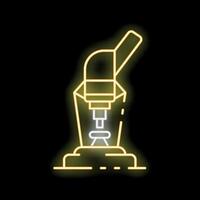 Neon icon of microscope glowing on black background vector