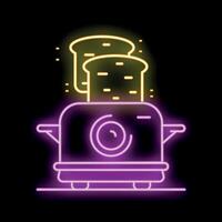 Neon toaster emitting light with toasts popping out vector