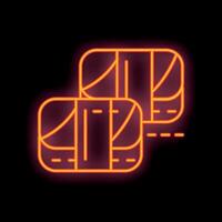 Neon sign showing two pieces of sushi with salmon on top vector