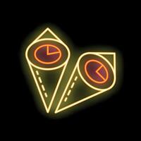 Neon sign representing two temaki illuminated on black background vector