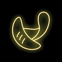 Glowing neon icon of a croissant pastry with flaky crust vector