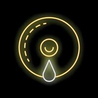 Neon icon of cd disk losing data with drop shape vector