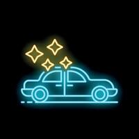 Neon icon of a clean and shiny car getting detailed inside and out vector