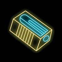 Glowing neon line pencil sharpener icon isolated on black background vector
