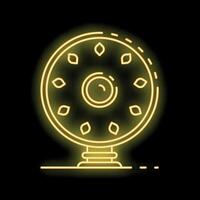 Yellow neon style web camera icon on black background vector