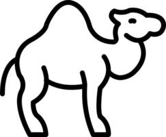 A camel is shown in a simple outline vector