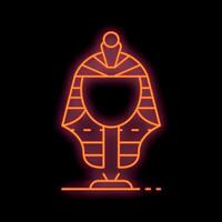 Neon sign representing the mask of tutankhamun shining in the dark vector