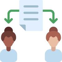 Two people are holding a document with arrows pointing to it vector