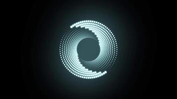 Glowing blue light ring. Futuristic loading circles and dots animation. Blue loading animation of progressing. Blue neon lights. Transparent background with alpha channel video