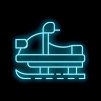Neon snowmobile icon glowing on dark background vector