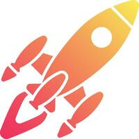 A rocket with a red and orange logo vector