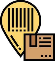 A map pin with a barcode and a piece of paper vector