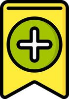 A yellow banner with a plus sign on it vector
